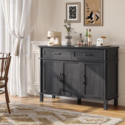 48 Inch Sideboard Buffet Cabinet with Storage,Black