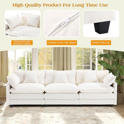 Hanherry Modular Sectional Sofa,Cloud Couch for Living Room,Modern Deep Seat Sofa Chenille Fabric Comfy Couches with Throw Pillows & Movable Ottoman for Apartment