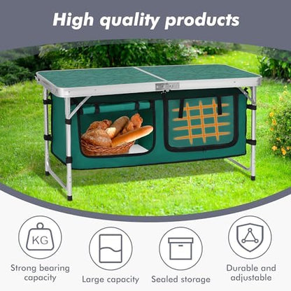 Camp Field Folding Camping Table, Lightweight Aluminum, Adjustable Legs