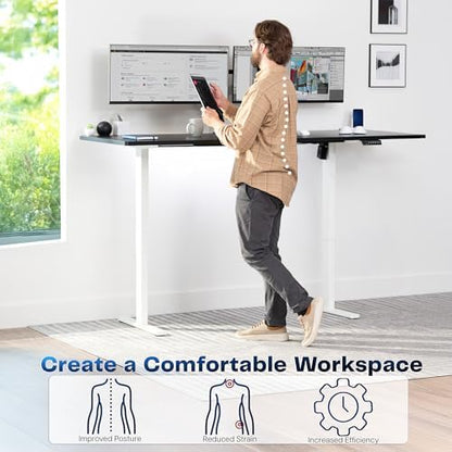 VIVO Electric Standing Desk, Smooth 3-Piece 83" x 30" Black Top