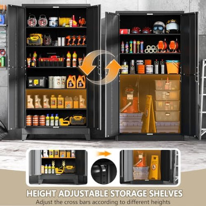 PAOFIN Metal Kitchen Pantry Storage Cabinet with Lock Doors and Shelves