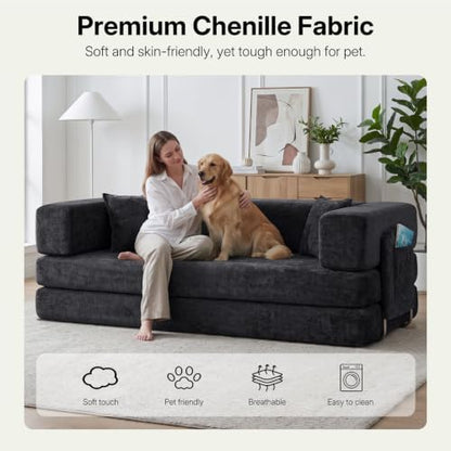 78.8" Convertible Futon Sofa Bed, Boneless Couch for Living Room