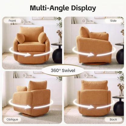 360° Swivel Accent Chair Set of 2, Barrel Living Room Chair, Orange