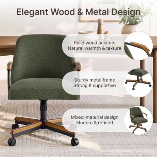 KISLOT Swivel Dining Chairs with Casters, Upholstered Kitchen Chair, 6 PCS