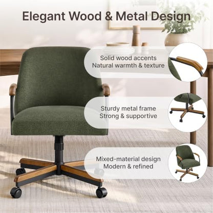 KISLOT Swivel Dining Chairs with Casters, Upholstered Kitchen Chair, 6 PCS
