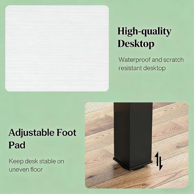 Practical Computer Desk,Rectangle Conference Table,Executive Desk(Only Table) (Black + White + MDF+Iron)