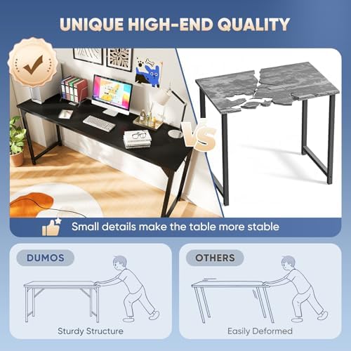 DUMOS 63 Inch Computer Desk, Home Office Gaming Desks for Bedroom, Black