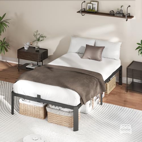 Metal Bed Frame Twin Size, 18 Inch Sturdy Heavy Duty Platform Bed Frames