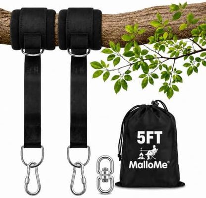 MalloMe Tree Swing Straps & Hammock Straps for Trees – Multi-Purpose Hanging Kit, Heavy Duty Adjustable Tree Strap for Hammocks, Swings & Outdoor Use, Safe for Branch or Between 2 Trees