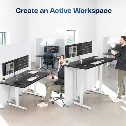 VIVO Electric Standing Desk, Smooth 3-Piece 60" x 30" Black Top