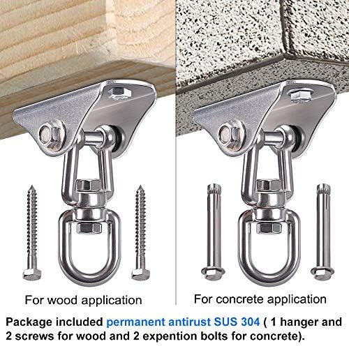 BeneLabel Swing Hanger 304 Stainless Steel Ceiling Swing Mount 1000 LB Capacity Swings Hardware 360° Swivel Hook for Yoga Punching Bag, Hammock Chair, Porch Swing, Hanging Chair