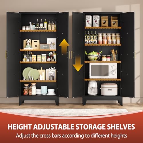 PAOFIN 71" H Tall Kitchen Storage Cabinet with Doors