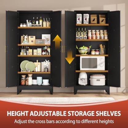 PAOFIN 71" H Tall Kitchen Storage Cabinet with Doors