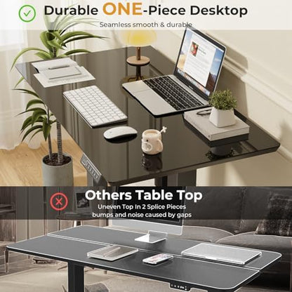 JOY worker Small Glass Standing Desk, 35" Electric Stand Up Desk on Wheels