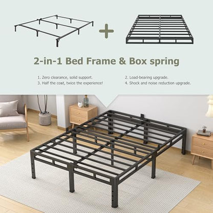 NKZ 2-in-1 California King Metal Platform Bed Frame, 14" Heavy Duty Base