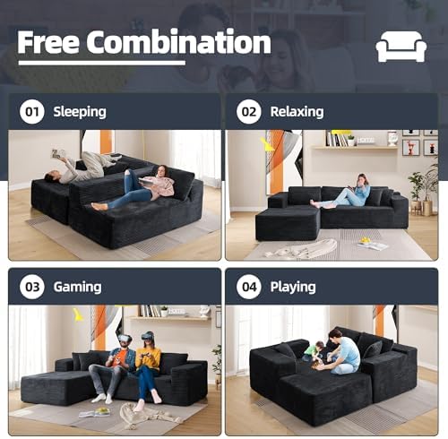 HOMREST 106" Cloud Sectional Boneless Couch, L-Shape Modular Sectional Sofa