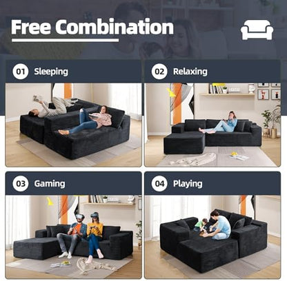 HOMREST 106" Cloud Sectional Boneless Couch, L-Shape Modular Sectional Sofa