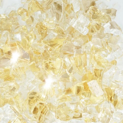 5 lbs Crushed Fire Pit Glass,1/2 Inch Gold Fire Glass Rocks