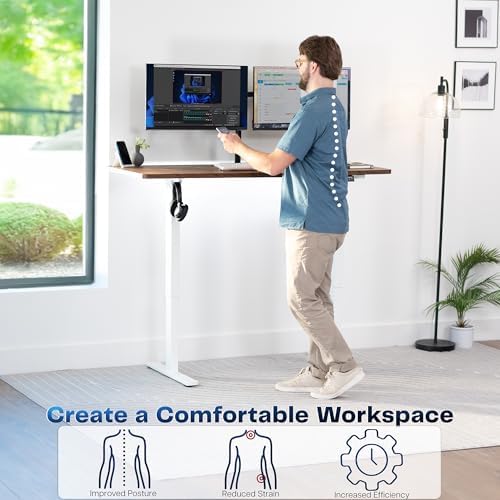 VIVO Electric Standing Desk, Solid 1-Piece 60" x 24" Vintage Brown Top