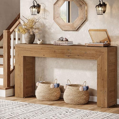 Tribesigns 63-Inch Long Console Table for Entryway, Farmhouse Sofa Console Behind Couch, Narrow Entry Table for Hallway, Foyer, Living Room, Rustic Brown