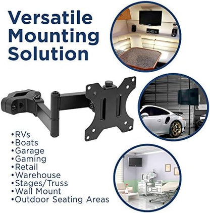 Mount-It! Universal Full Motion Steel Pole Mount with Articulating Arm and Removable VESA Plate for 17 to 32 Inch Monitors & TVs, VESA 75x75 & 100x100 Compatible, Black (MI-391)