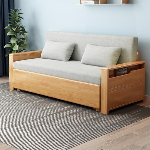 71" Grey 3-in-1 Queen Sofa Sleeper with Storage & Rev Chaise, Wooden Frame