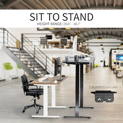 VIVO Electric Standing Desk, Smooth 3-Piece 60" x 24" Light Wood Top
