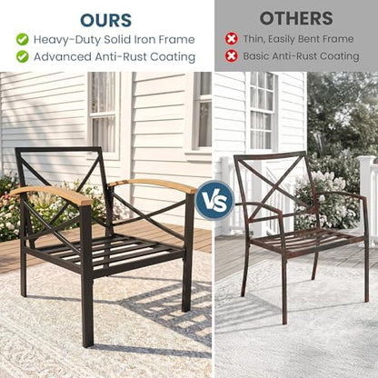 3-Piece Outdoor Patio Furniture Set for All-Weather, Heavy-Duty Metal Outside Furniture with Washable Thick Cushions, Patio Sectional with Coffee Table for Patio, Deck, Backyard, Garden, Grey