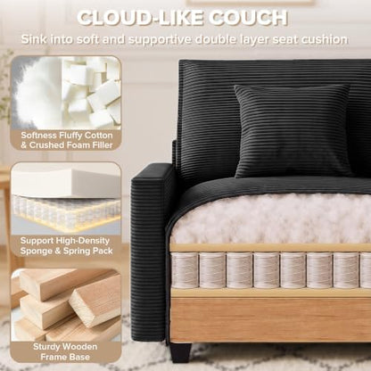 96" Modular Sectional Sofa, Cloud Couch Sectional with 2 Corners & Ottoman