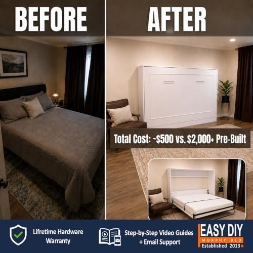 Twin Size Horizontal Murphy Bed Hardware Kit Side-Fold Wall Bed Frame DIY Twin Murphy Bed Kit with Gas Pistons +3 Step-by-Step Guides Made in North America Space-Saving Hideaway Bed