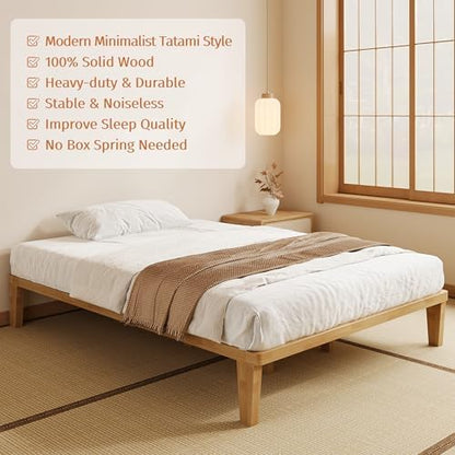 IOTXY King Platform Bed Frame - 12" Solid Wood Mattress Foundation Base