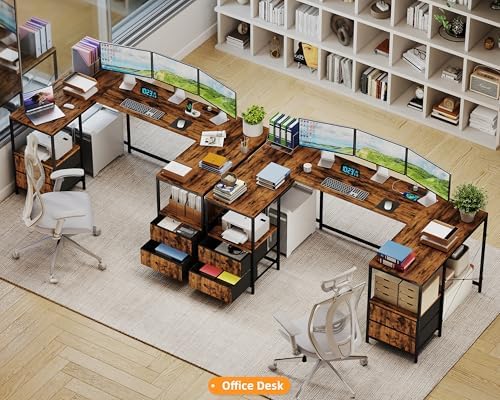 YOSHOOT 67" U Shaped Computer Desk, Reversible L Shaped Gaming Desk