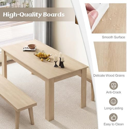 GIANTEX Dining Table for 4-6, 63" Large Rectangular Kitchen Table, Natural