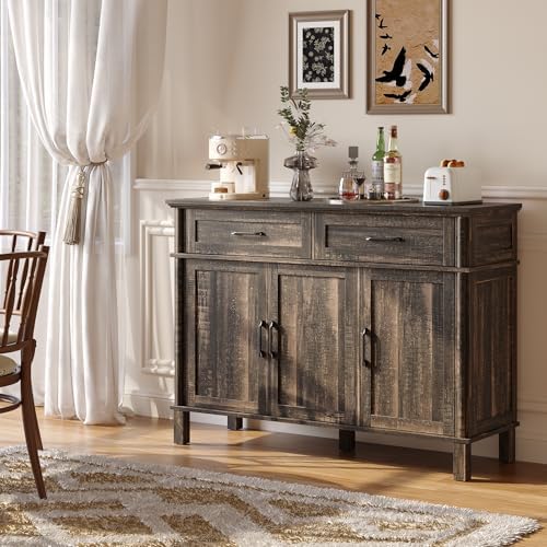 48 Inch Sideboard Buffet Cabinet with Storage, Rustic Brown