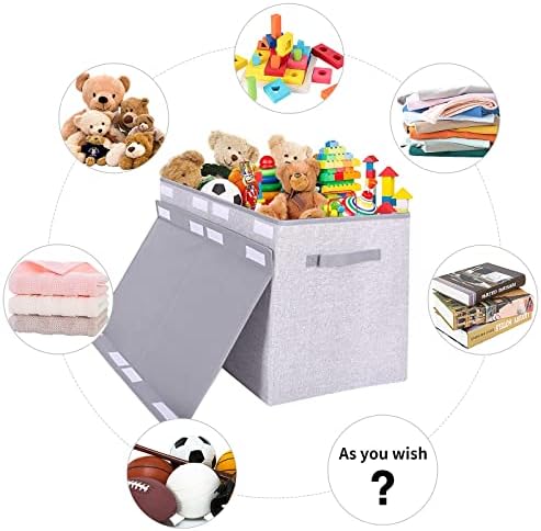 Pantryily Large Foldable Toy Storage Box with Lid,Plush Toy Organizer Chest