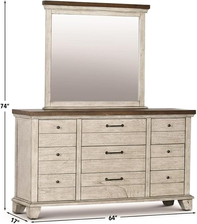 Pemberly Row Contemporary 4-Piece King Bedroom Set, Engineered Wood with Mindi Veneers, Gray Finish, Chevron Pattern, Includes Bed, Dresser, Mirror, Nightstand, Rustic Farmhouse Style