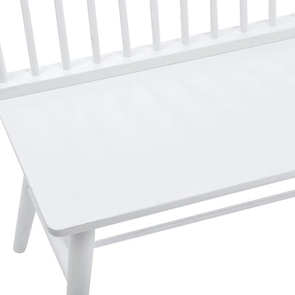 DUHOME Entryway Dining Bench with Spindle Back Farmhouse Wood Windsor Bench for Foyer Balcony Living Room White