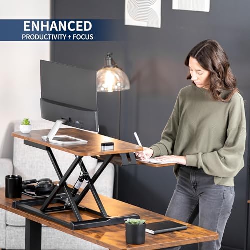 VIVO Rustic Vintage Brown 28 in Standing Desk Converter, DESK-V028KN