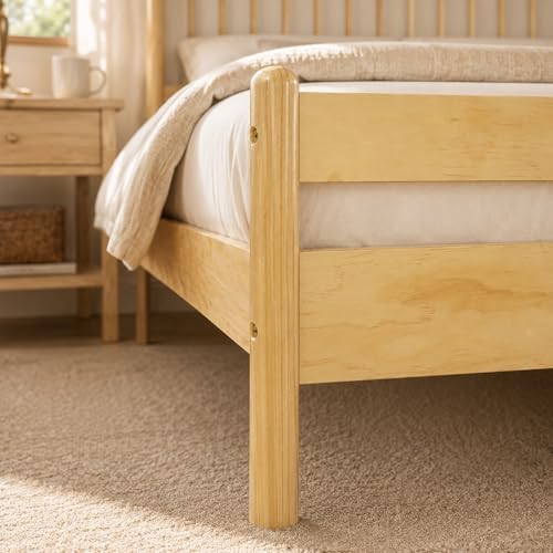 PVWIIK Queen Size Bed Frame with Headboard&Footboard,Natural