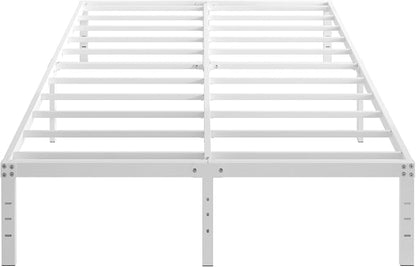 YUSENHEEI 14 Inch Full Size Bed Frame No Box Spring Needed, Heavy Duty Metal Bed Frame Full with Large Underbed Storage Space, Noise Free, Easy Assembly, White