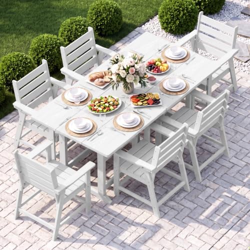 HDPE Outdoor Dining Set, Patio Dining Set of 8, White