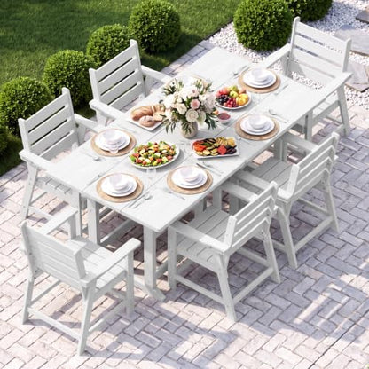 HDPE Outdoor Dining Set, Patio Dining Set of 8, White
