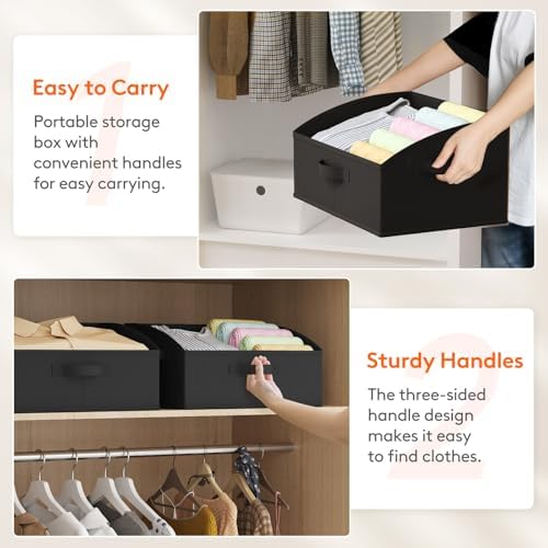 Lifewit Trapezoid Closet Storage Bin for Shelf, 6 Packs 19L, Black