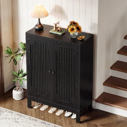 Tribesigns Shoe Cabinet with 2 Doors & Adjustable Shelves, 5-Tier (Black)