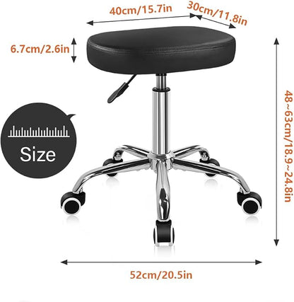 KKTONER Square Rolling Stool Swivel Height Adjustable Stool for Office Salon Home Coffee Shop Bar SPA Chair Black