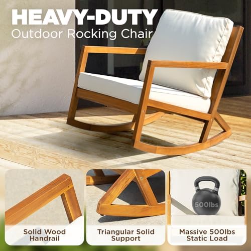 IDZO Outdoor Conversation Rocking Chairs, 3-Piece Patio Bistro Set, 400 lbs