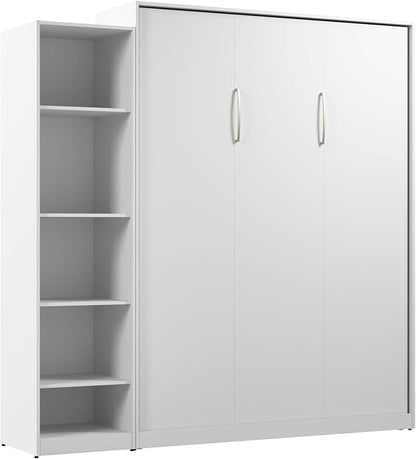 Bestar Claremont Queen Murphy Bed with Closet Organizer (85W) in White, Space-Saving Sleeping Arrangement for Multipurpose Room