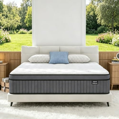 Twin Size Mattress, 12 Inch Hotel Level Hybrid Mattress in a Box, Medium