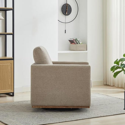 Swivel Accent Chair Set of 2, 360 Degree Square Swivel Barrel Chair for Living Room, Mid Century Modern Upholstered Accent Chair,Comfy Sofa Armchairs for Bedroom,Nursery, Chenille, Taupe