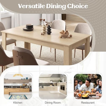 GIANTEX Dining Table for 4-6, 63" Large Rectangular Kitchen Table, Natural